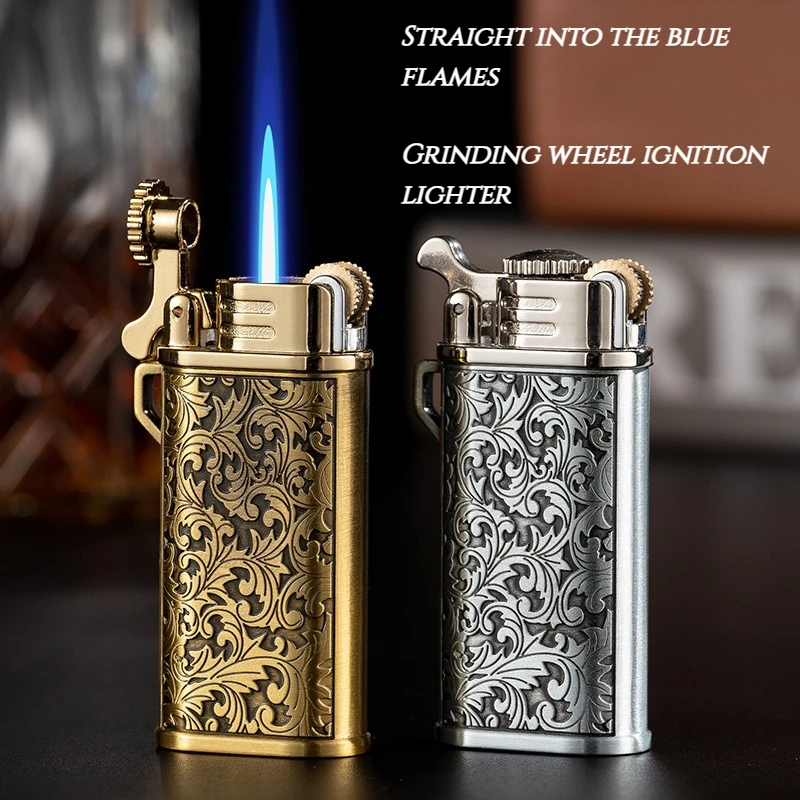 

Flip-top Grinding Wheel Ignition Shoots Directly Into Lighter's Metal Blue Flame Creative High-end Gift Idea