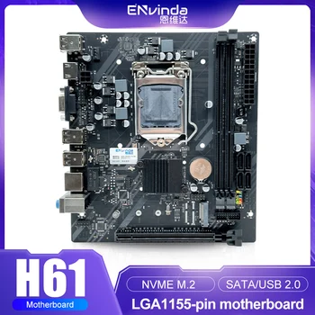 ENVINDA H61 motherboard LGA 1155 kit supports M.2 NVME SDD compatible with Intel Core CPU 2nd and 3rd Generation