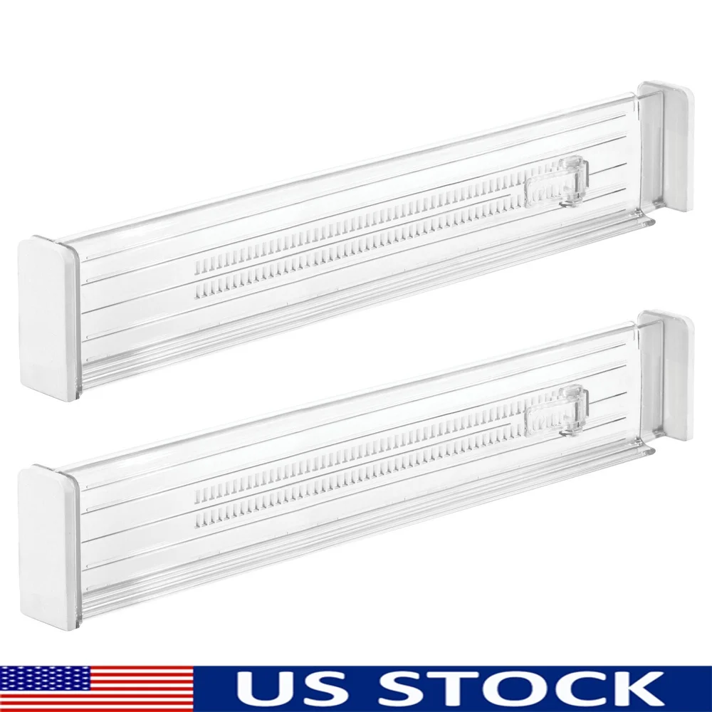 

2-Pack Plastic Drawer Dividers Adjustable Storage Organizers Kitchen Bathroom Office Junk Drawer Clutter Control