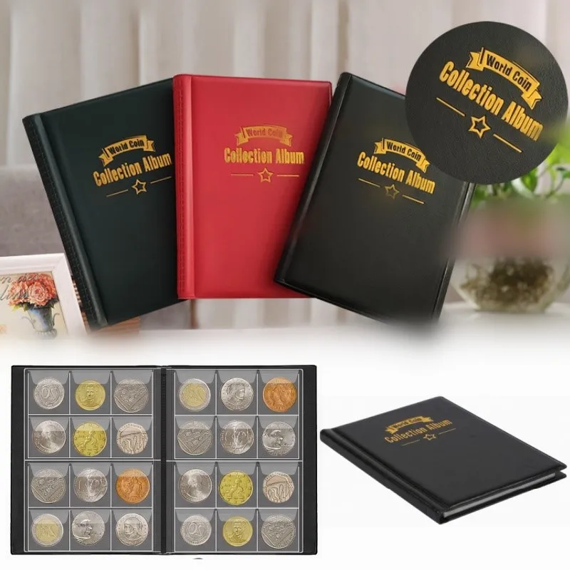 Artificial PU Leather Coins Collection 120Pockets Album Book Collecting Money Organizer Storage Bags PVC Film
