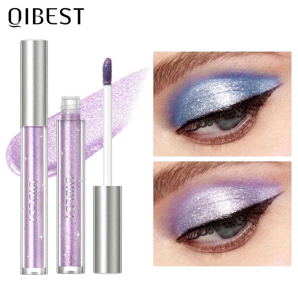 

QIBEST Glitter Liquid Eyeshadow Long-lasting Highlighter Shiny Pearlescent Eyeshadow Professional Eye Makeup For Women Beauty