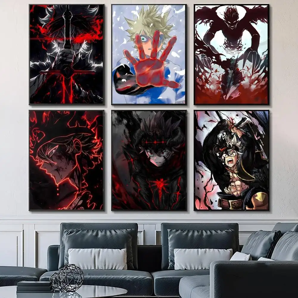 Japanese Anime B-Black C-Clover Asta Demon Posters Fancy Wall Sticker for Living Room Bar Decoration Wall Decor