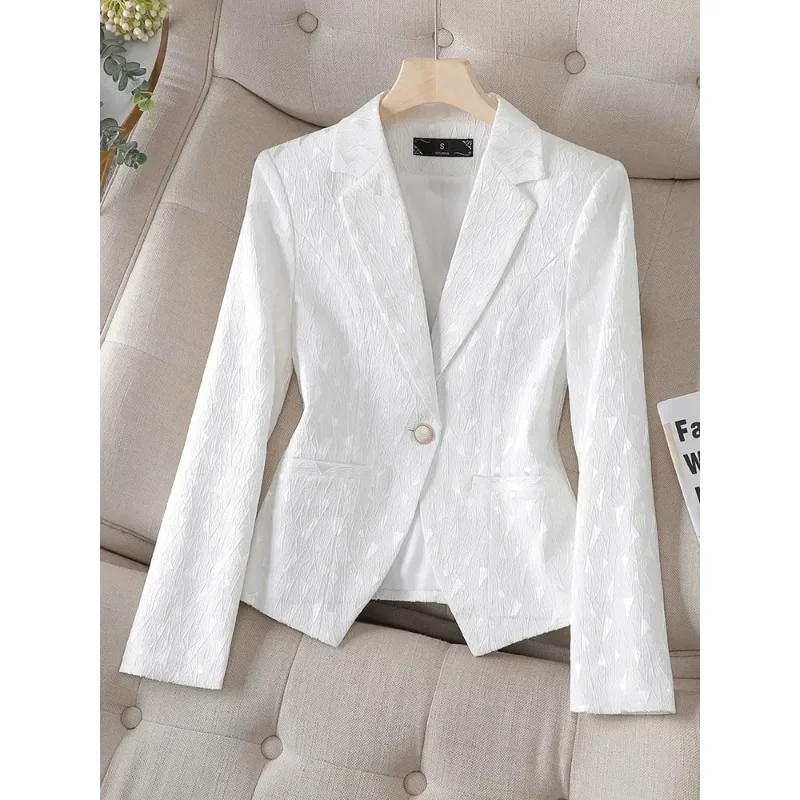 Blazer à carreaux à manches longues pour femmes, vêtements de travail d'affaires pour femmes, veste mince pour dames, noir, café, blanc, printemps, automne