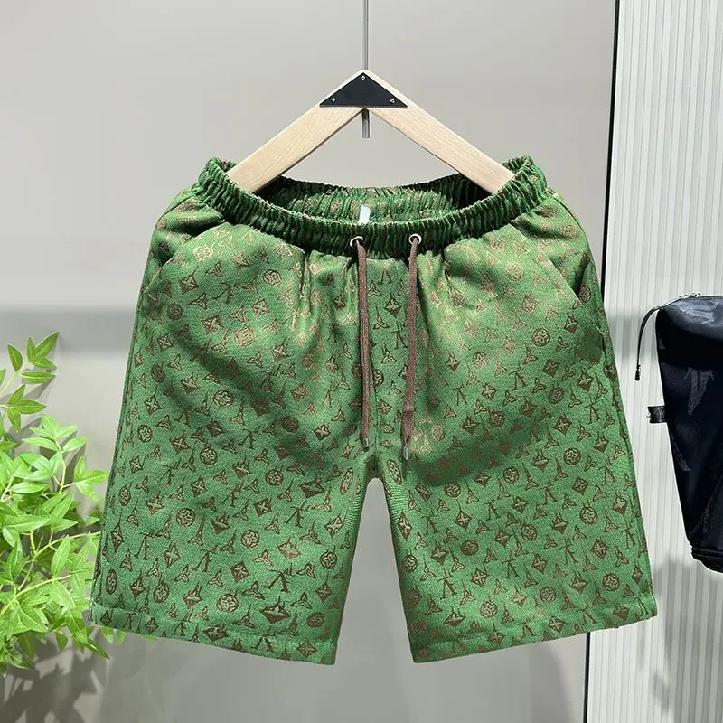 Graffiti full print jacquard shorts men's new summer thin loose casual American beach pants
