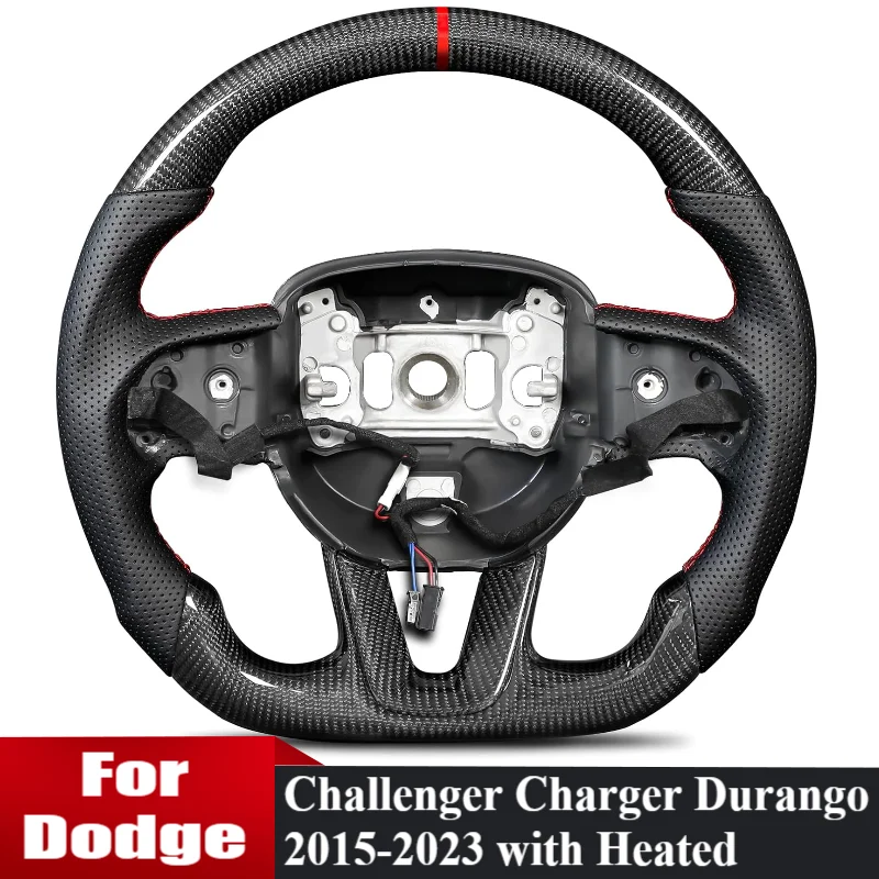 

Руль с подогревом из углеродного волокна для Dodge Challenger Charger 2015-2023, автомобильный руль с функцией подогрева