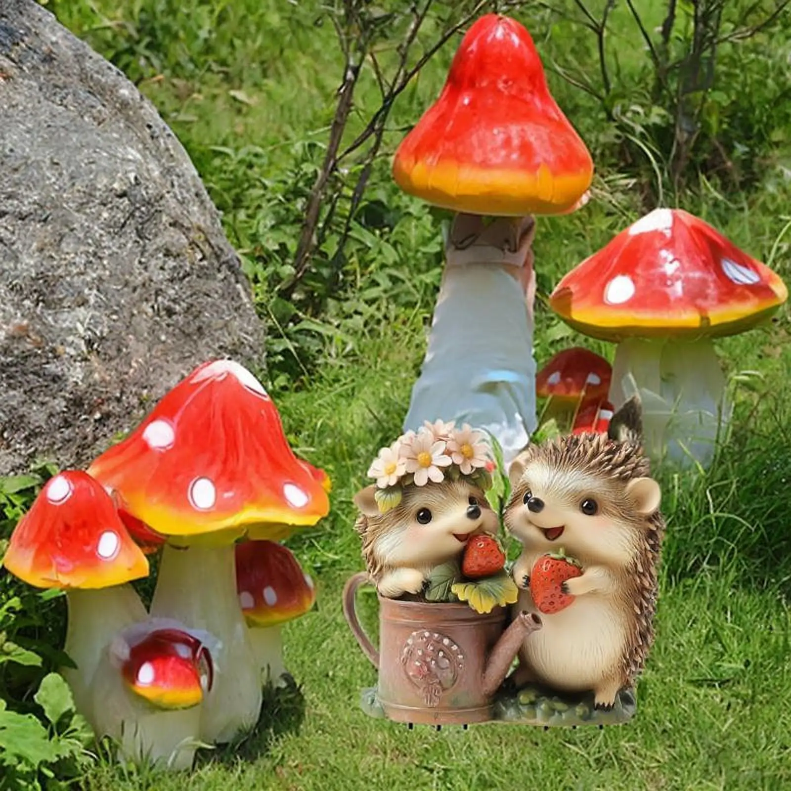 Garden Stake Flower Pots Decor 2D Flat Acrylic Hedgehog Fairy Garden Accessories Cute Ornament for Outdoor Plant Pots Decoration