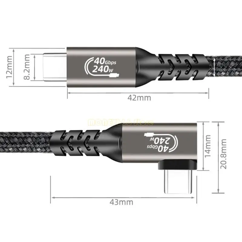 F62C 40GBPS Cable USB4 Type C مع 90 ° BEND 8K60Hz لسهولة الألعاب والعمل الفعال #3