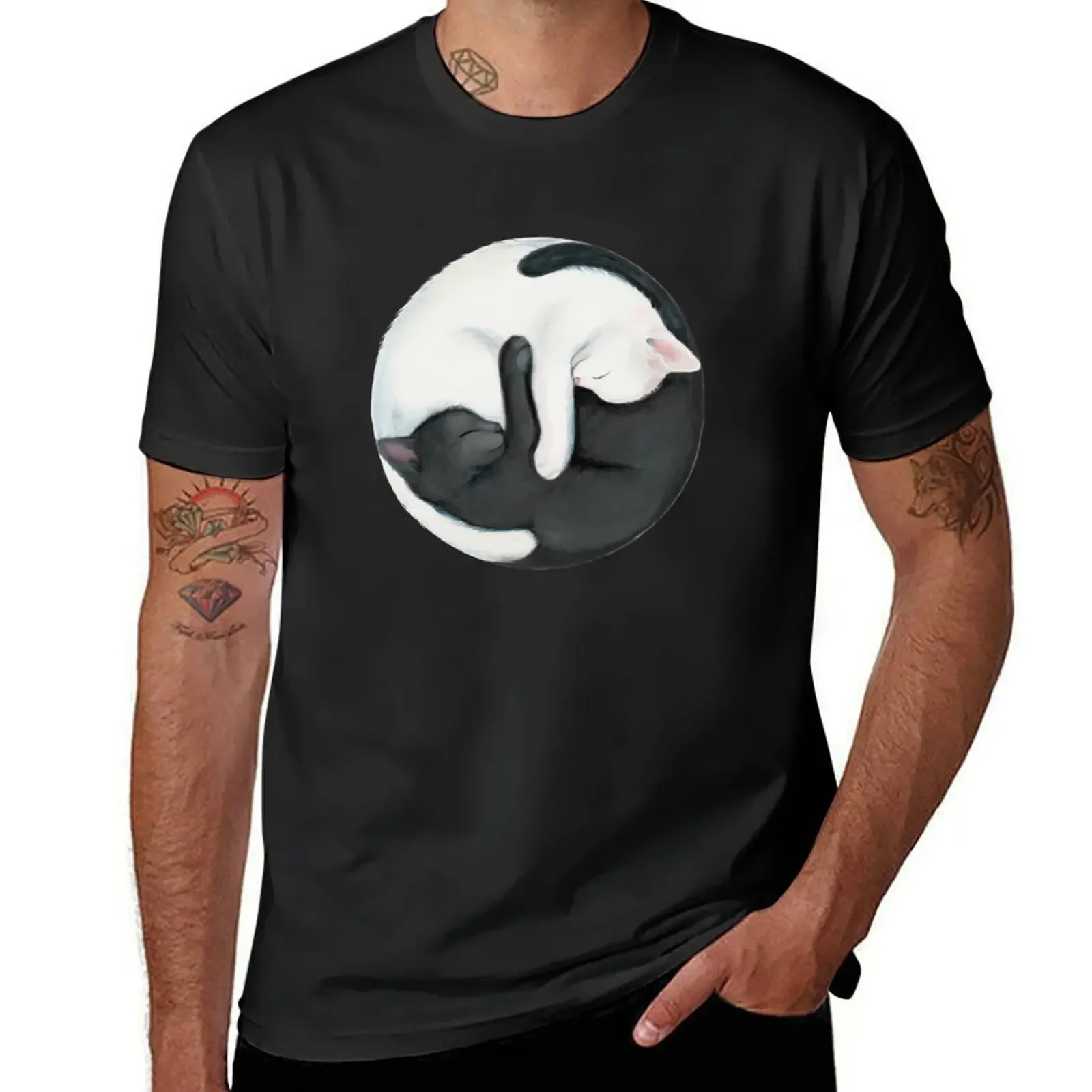 Yin Yang Balancing Cats T-Shirt vintage clothes designer shirts shirts graphic tees plain white t shirts men