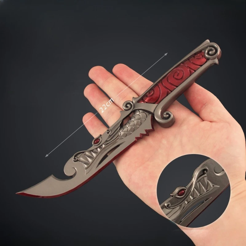 Periféricos Valorant de 8,66 pulgadas, cuchillo de bolsillo para primer año, juego de hoja de dragón, arma corporal, modelo de Metal, artesanías de alta calidad, juguetes para niños, regalos