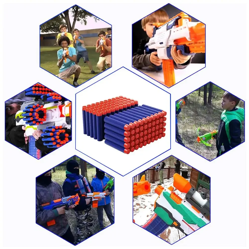 400 pz Per Nerf Proiettili EVA Morbida Testa Rotonda 7.2 cm Ricarica Proiettile Freccette per Nerf Pistola Giocattolo Accessori Per Bambini Regali Di Natale