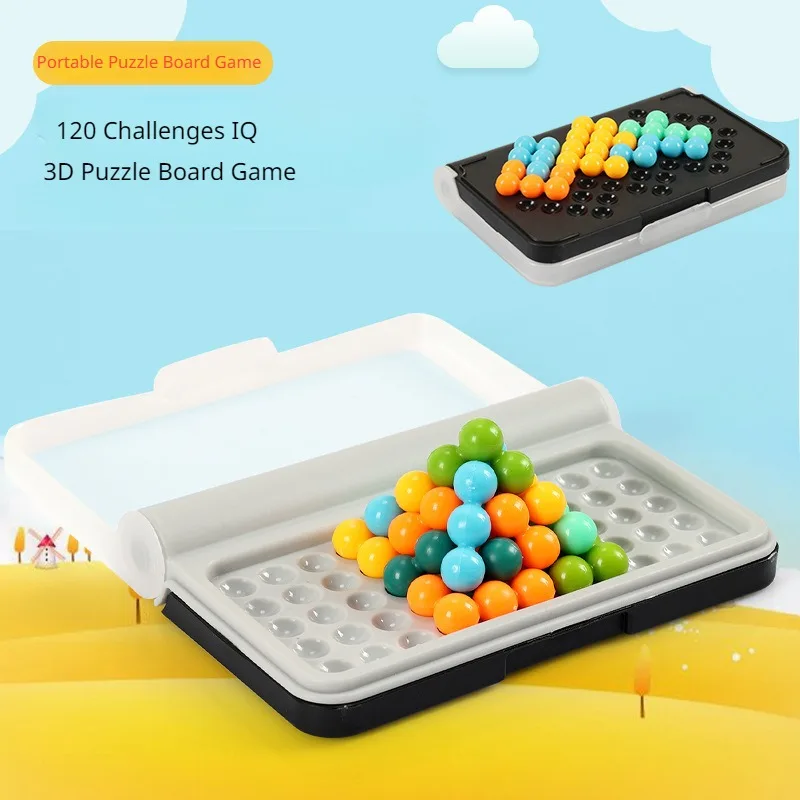 IQ Challenges 3D Puzzle Board Game Classic Plate Pyramid Pearl Logical Mind Montessori Toys For Children Smart Puzzle Beads Gift