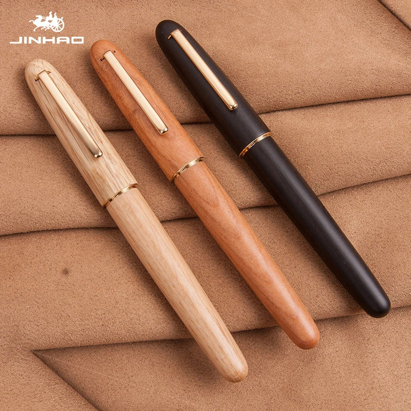 wood fountain pen handmade bonito full iridium escrita escritorio tinta papelaria escola material de escritorio jinhao 9036 natural 01