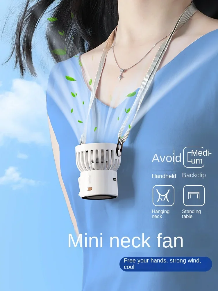 Mini neck hanging small fan, portable handheld small fan, USB charging, outdoor portable cooling device, office desktop