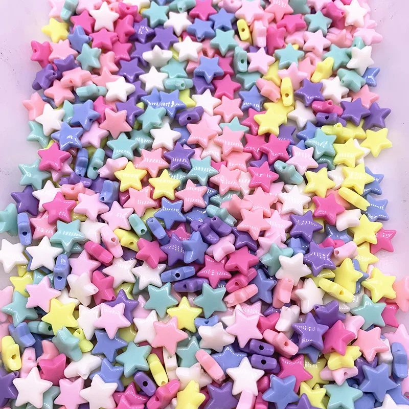 50pcs14mm Colourful Faceted Five-pointed Star Acrylic Loose Spacer Beads for Jewelry Making DIY Accessories