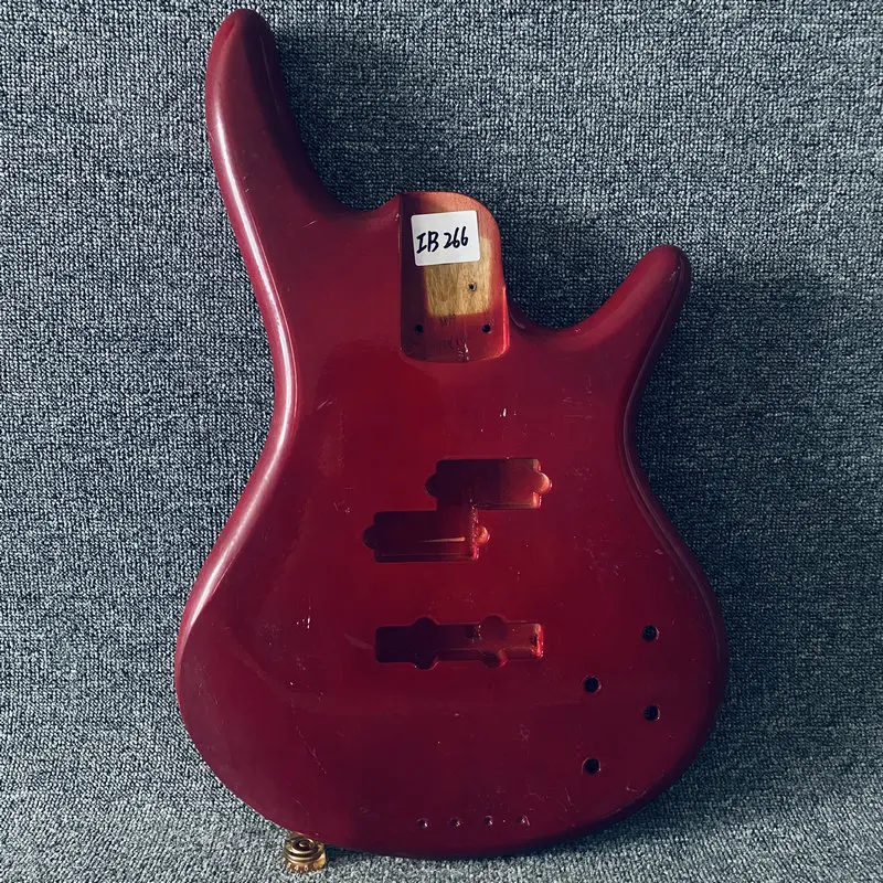 IB266 Active Pickups PJB Electric Bass Red Color Semi Finishing Bass Body in Solid Wood with Damages for DIY Replace