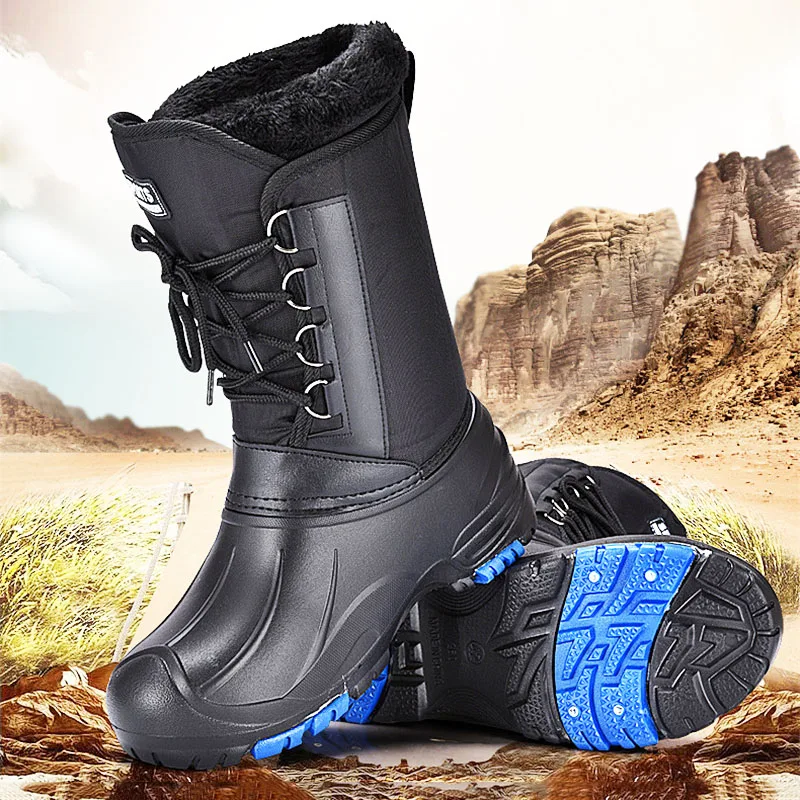 Winter Snow Boots, Fishing Shoes, Plush Thickened Long Tube Warm Boots, Waterproof Anti-skid Rock Fishing Shoes, Fishing Boots