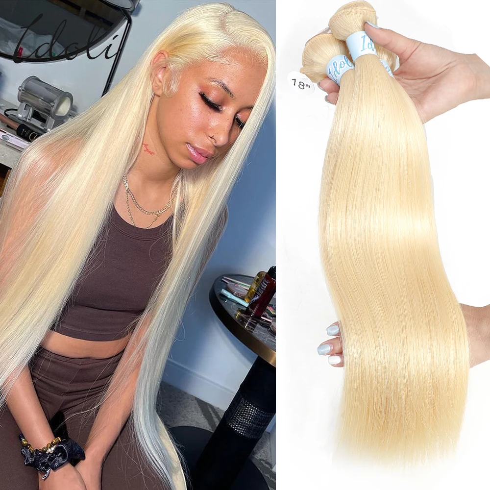 

613 Blonde Straight Brazilian Hair 9A Brazilian 613 Body Wave 4Bundles Unprocessed Human Hair Extensions Idoli Hair Bundles