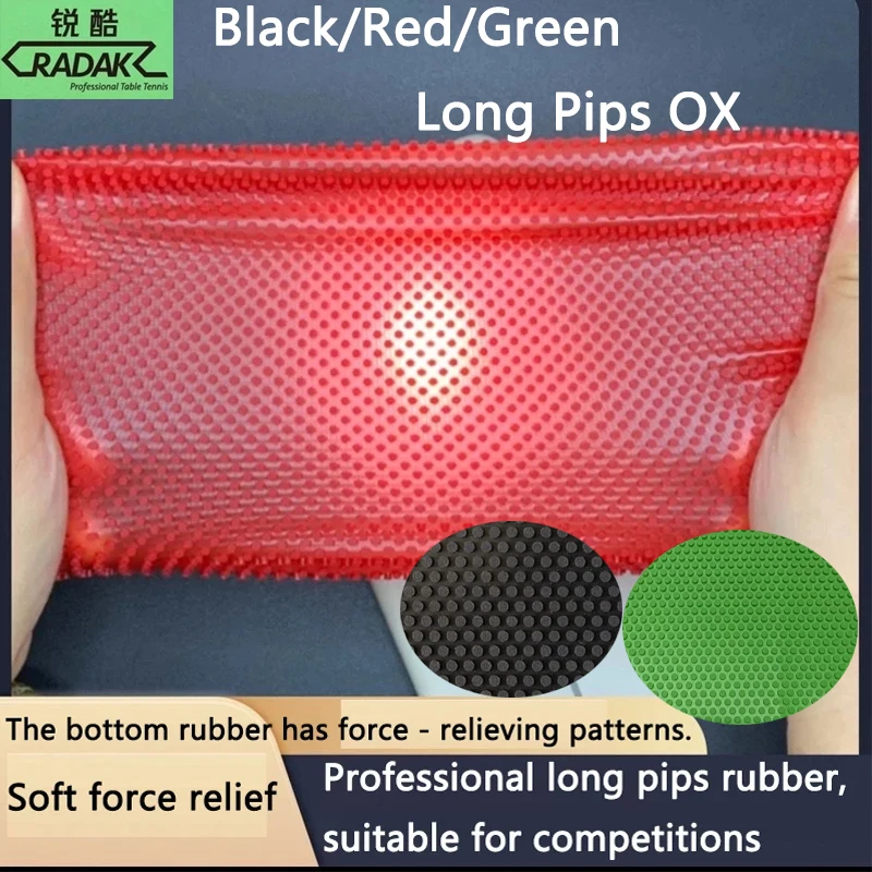 ITTF Approved Long Pimples OX Radak D1 Table Tennis Rubber Super Pro Level Soft Medium Particles Ping Pong Rubber Without Sponge