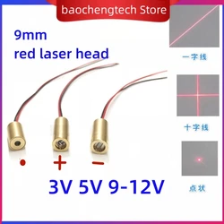 5 10 pcs 9mm Laser point head 650nm 5mW 3v 5v  ordinary Laser Cross Diode Module Red Copper Head