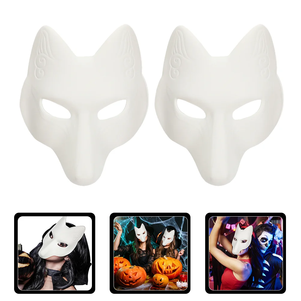 2 Pcs Mask Fox Halloween Animal Face Aldult White Adorable Foxes Party Accessory Child