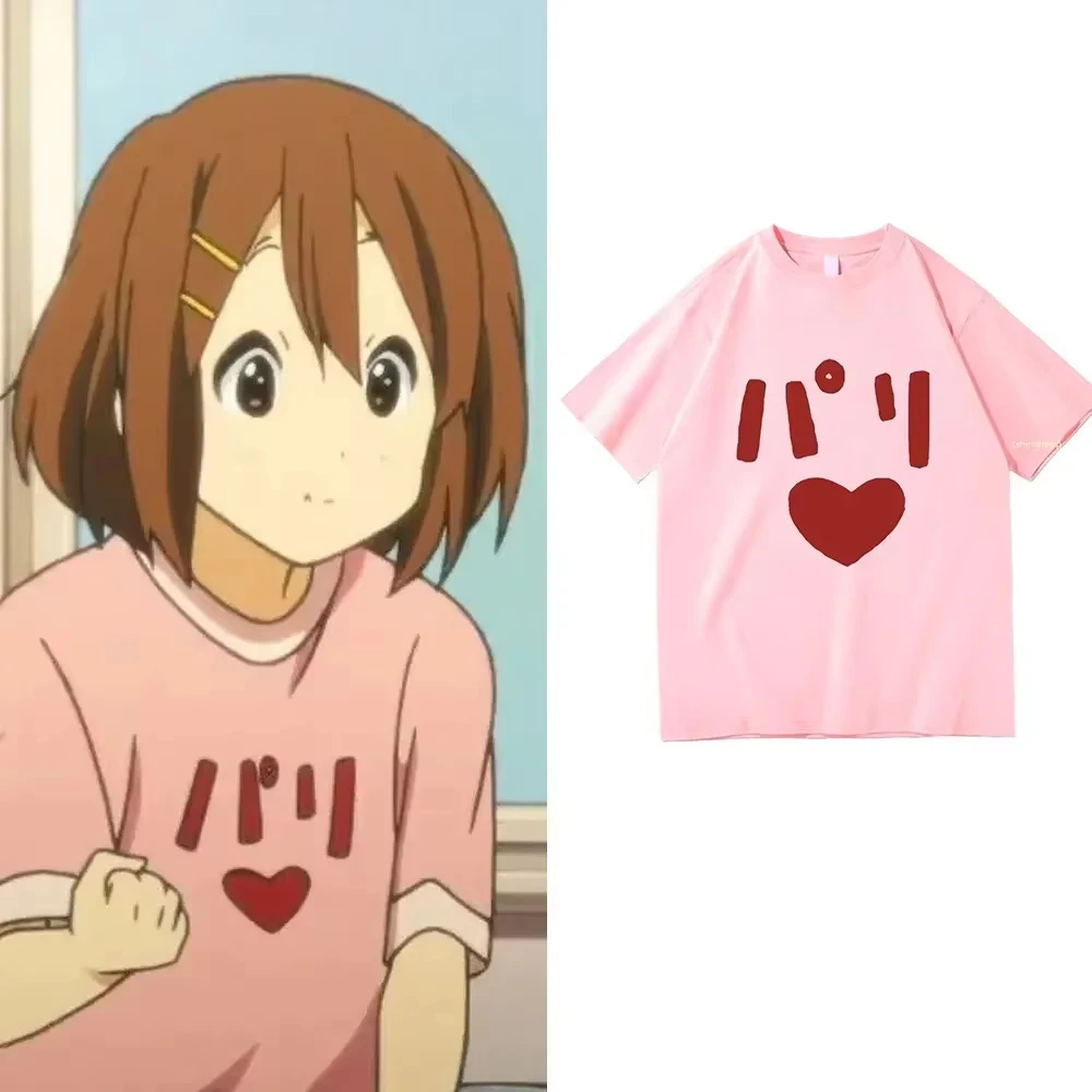 Camiseta Gráfica Estilo Japonês 'Bari Heart Vibe' Nova Coleção Verão 2026, Streetwear Kawaii Fofo, Camiseta Rosa de Algodão Macio para Mulheres