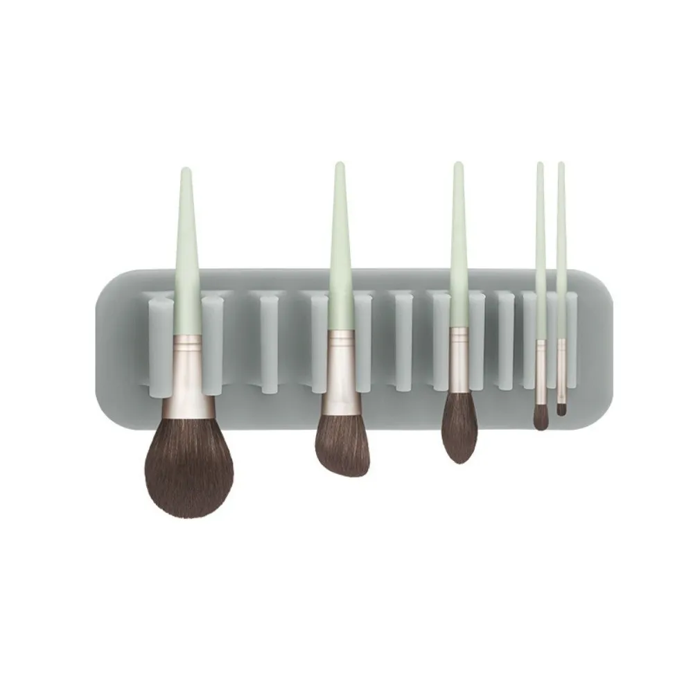 Soft Silicone Brush Drying Rack Solid Color Suction Cup Makeup Brush Cleaner Wall Mounted Cosmetic Tools Bathroom Organization
