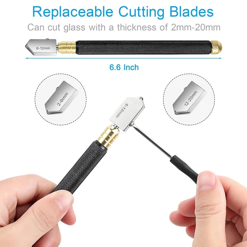Cutter 2Mm-20Mm & Glass Cutting Oil, Upgrade Glass Cutting Tool With Automatic Oil Feed, Glass Cutter, Durable