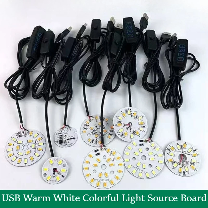 Warm White Color DC 5V 3W USB LED Lights 2835 Chip Single Dimmer Reading Night Desk Wiring HarnessSwitch Power Cable