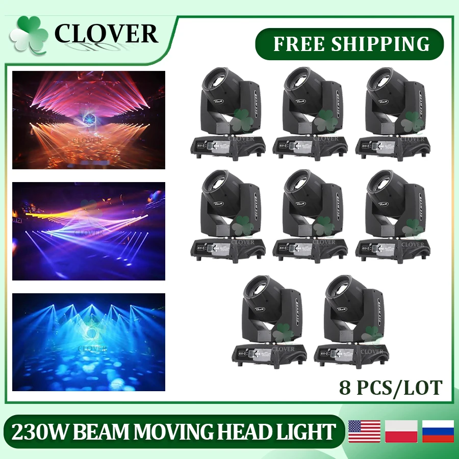 

No Tax 8Pcs 230W Moving Head Beam Stage Effect Professional DJ Lights Stage Light For Christmas Party Dance Birthday Party