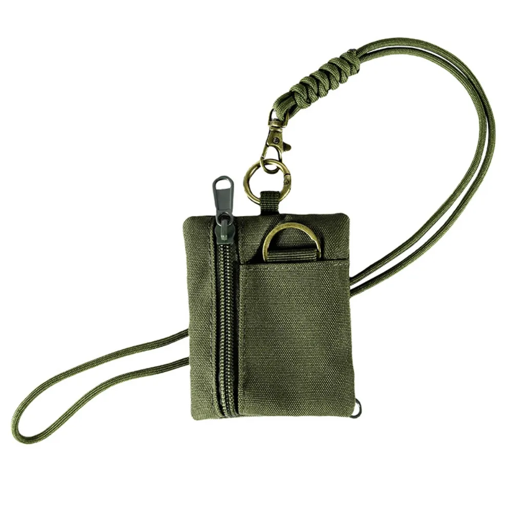 

Convenient Square Hanging Neck Coin Purse Casual Zipper Oxford Cloth Mini Wallet with Lanyard Nylon Small Card Holder Outdoor