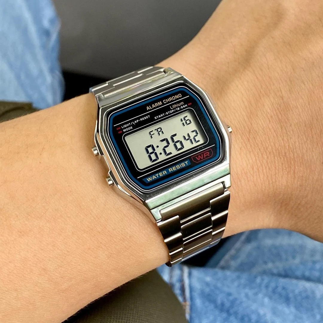 Relógios digitais vintage masculinos f91w luxo aço inoxidável link relógio de pulso banda negócios eletrônico feminino relógio reloj hombre