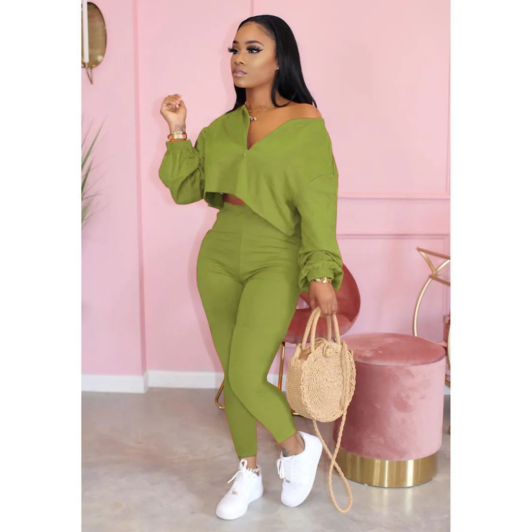 Autumn Ladies Plus Size Tracksuit Outfits Solid Color Elegant Casual Long Sleeve Pullover High-Waisted Fashion 2 Piece Pants Set