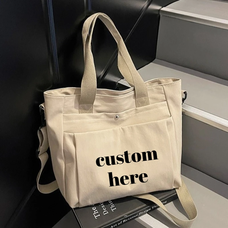 Custom Print Logo Solid Color Lightweight Large Capacity Bag Casual Commuting Tote Bag Crossbody Carrying Chain Shoulder Bags