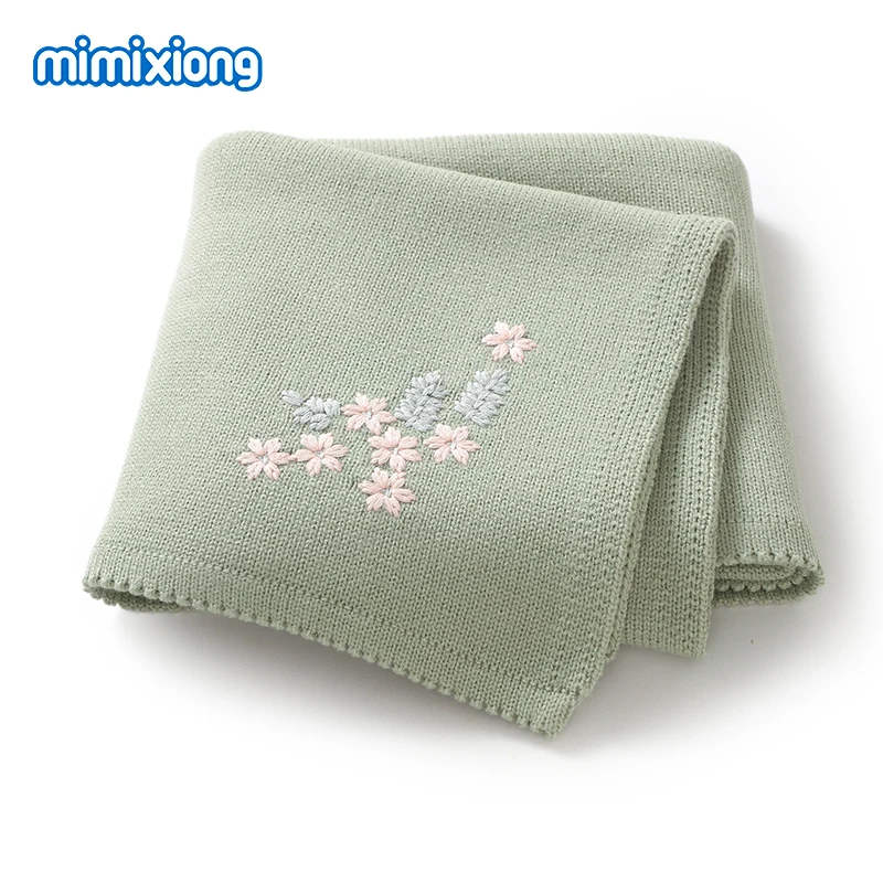 Fashion Floral Embroideried Baby Blankets 90*70cm Super Soft Newborn Infant Stroller Nursery Travel Crib Bed Sheets for Boy Girl