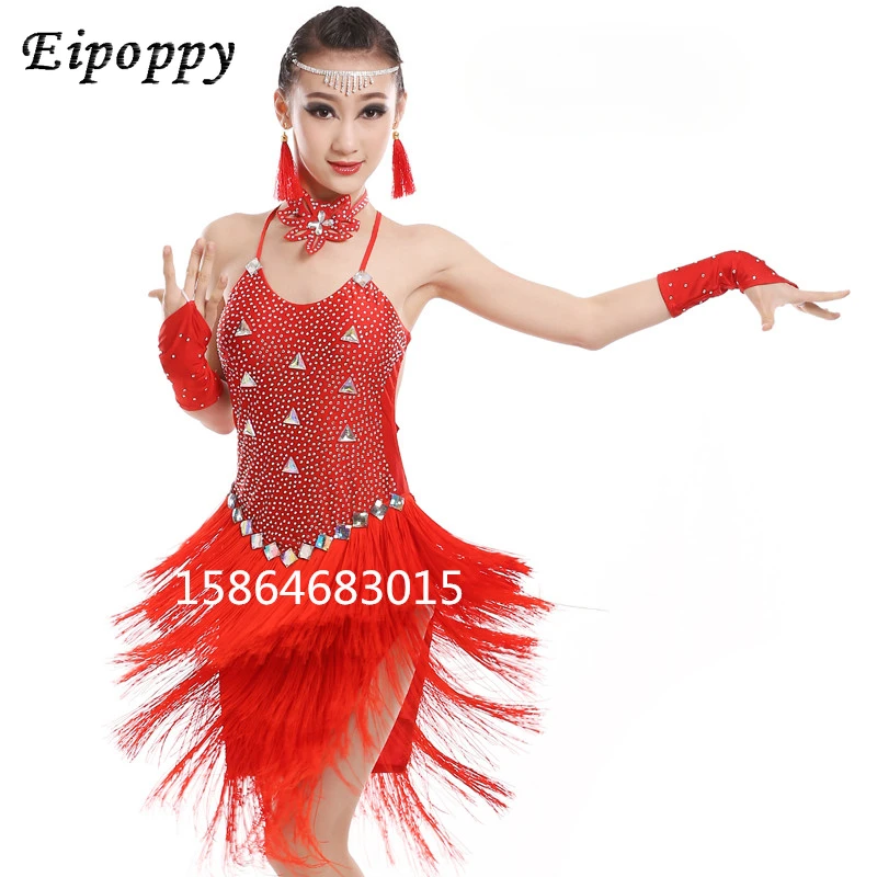 ملابس أداء الرقص اللاتيني الاحترافية للفتيات ، تنورات سولا دينج ، ملابس المنافسة للناشئين ، تدفق الماس الجديد