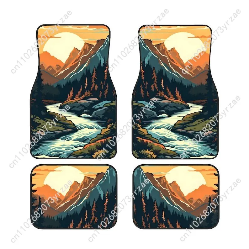 

Mountain River 4pcs Universal Car Floor Mats All-Season Fashionable Auto Interio Absorbent Non-Slip Washable Car Floor Mats