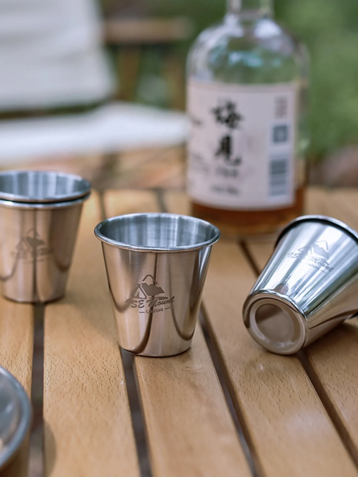 

Outdoor household water cup 304 stainless steel beer cup camping portable mini cup set of 4