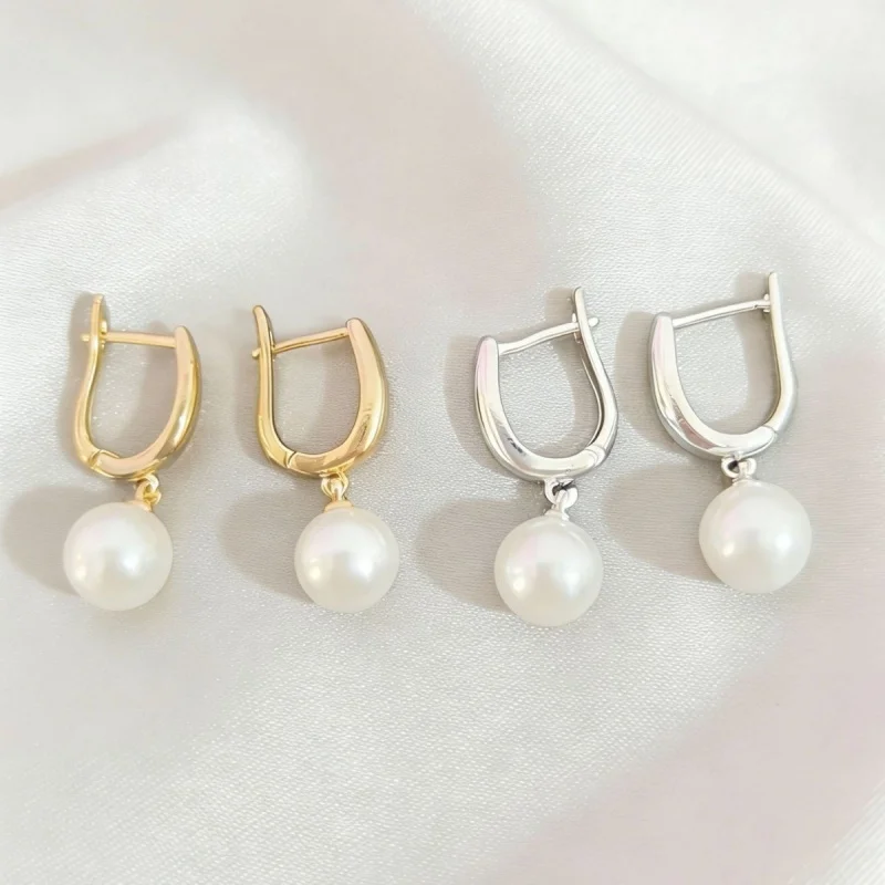 Senlissi – S925 Silber U-Loop-Tropfenohrringe, hochwertige runde japanische Perlenohrringe, elegantes Accessoire für Frauen, Bankett, Dating – Detail 5