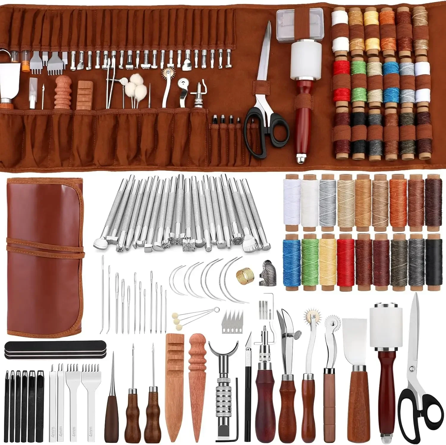 

92-Piece Leather Crafting Tool Kit with Storage Bag for DIY Carving Punching Sewing Stamping Projects