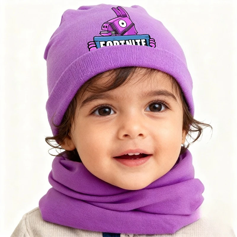 Fortnites algodão bebê chapéu cachecol conjunto para 1 a 3 anos de idade outono inverno meninos meninas gorros boné ao ar livre quente chapéu do bebê conjunto natal
