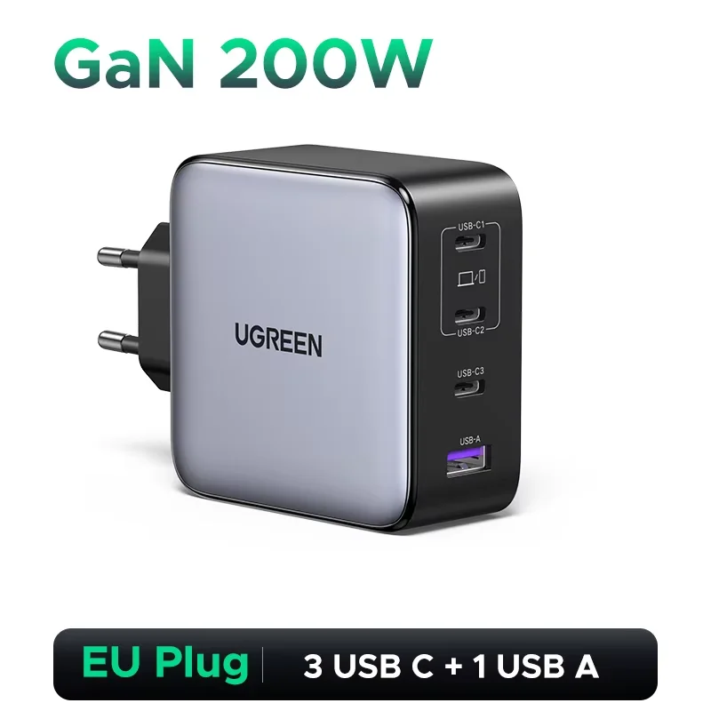 UGREEN 200W Travel GaN Charger PD 3.1 140W QC4.0 3.0 Quick Charge voor Macbook Pro Laptops iPhone 16 15 Samsung S25 Xiaomi Tablet - afbeelding 1