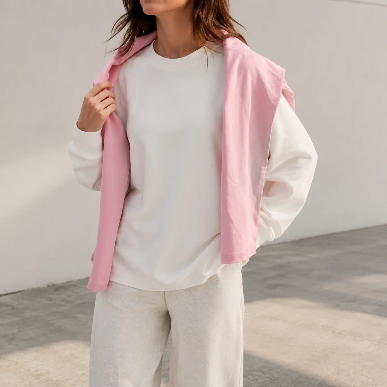 Round Neck Casual Top Mid Length Japanese Korean Casual with Crew Neck Loose Fit T Shirt Autumn Heat Set Finish Women T Shirts