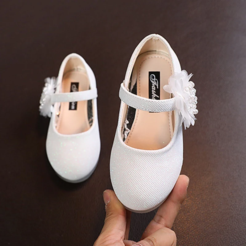 Baywell Sepatu Anak Perempuan Baru Desain Bunga Mutiara Sepatu Putri Anak-anak Sepatu Flat Balita Bayi Perempuan Sepatu Pesta dan Pernikahan