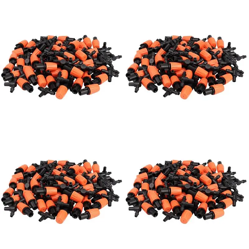 A36T-200Pcs Adjustable Garden Irrigation System Watering Sprayer Misting Nozzles Sprinkler Heads With Barbed Tee Connectors