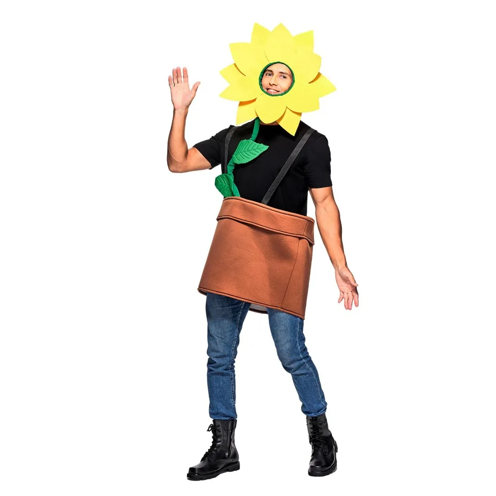 Adult Flower Pot Costume Halloween Funny Sunflower Fancy Dress for Men Women