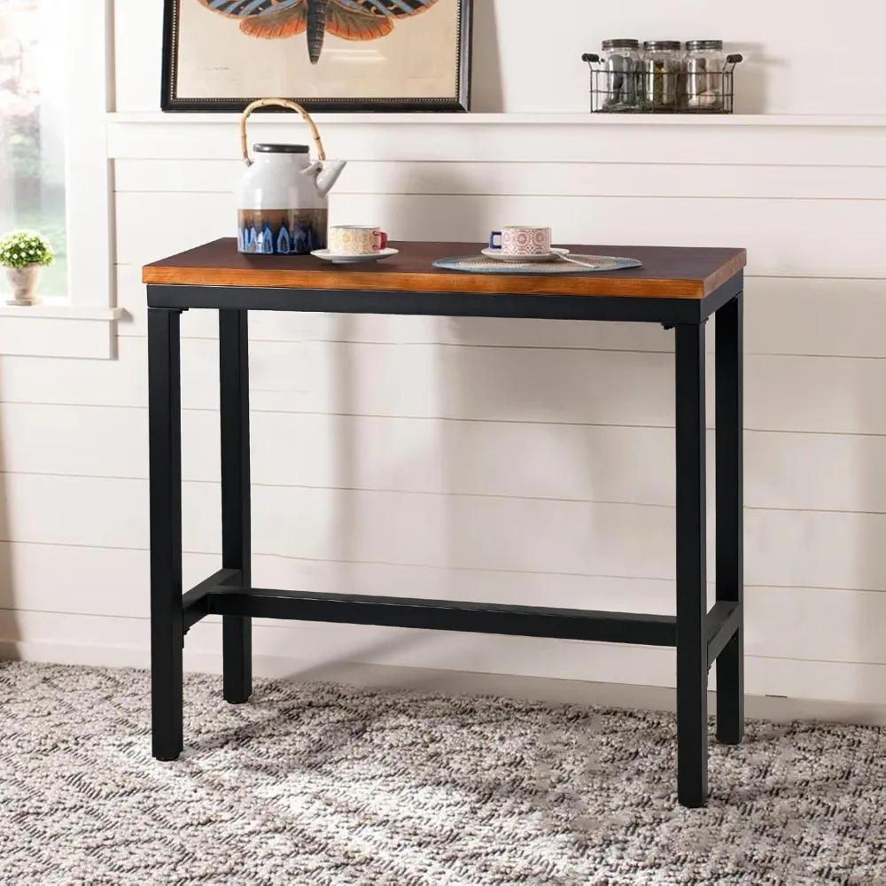 

Bar Table, 47.24"L×41.33"H Bar Height Pub Table High Top Rectangular Sofa Console Table Kitchen Dining Coffee Table, for Narrow