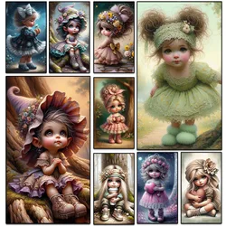 Diamond Embroidery DIY Cartoon Little Girl Diamond Mosaic Kit 5D Square Round Rhinestone Cross Stitch Home Decoration Wall Art
