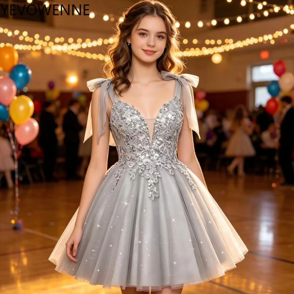 Tulle Homecoming Butterfly Dresses Tie Strap DAMA Dresses Butterfly Applique A-line Short Prom Dress