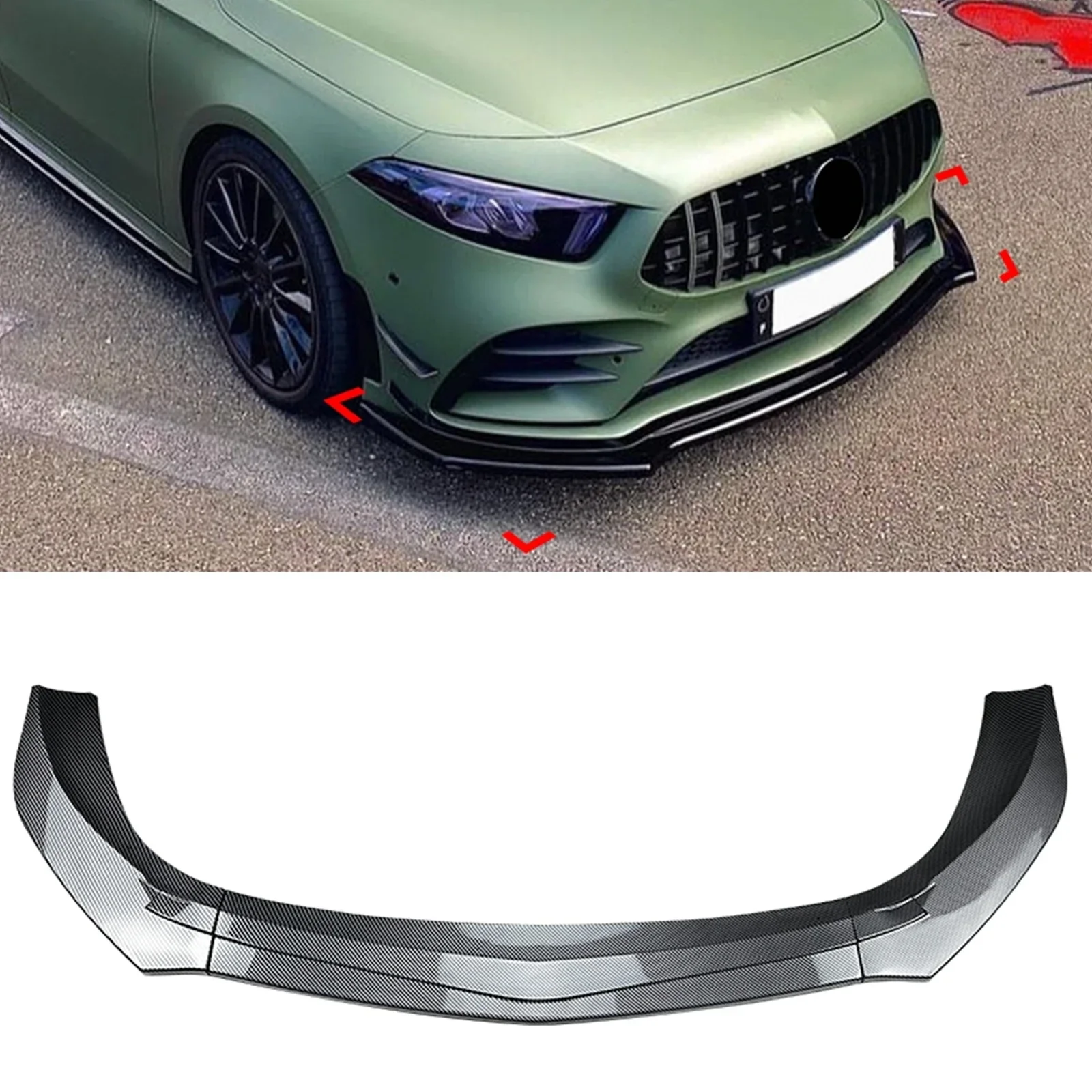 

New！ Front Bumper Spoiler Lip Carbon Fiber Look/Gloss Black Lower Splitter For Mercedes-Benz A-Class W177 A180 A200 A35 AMG 2019