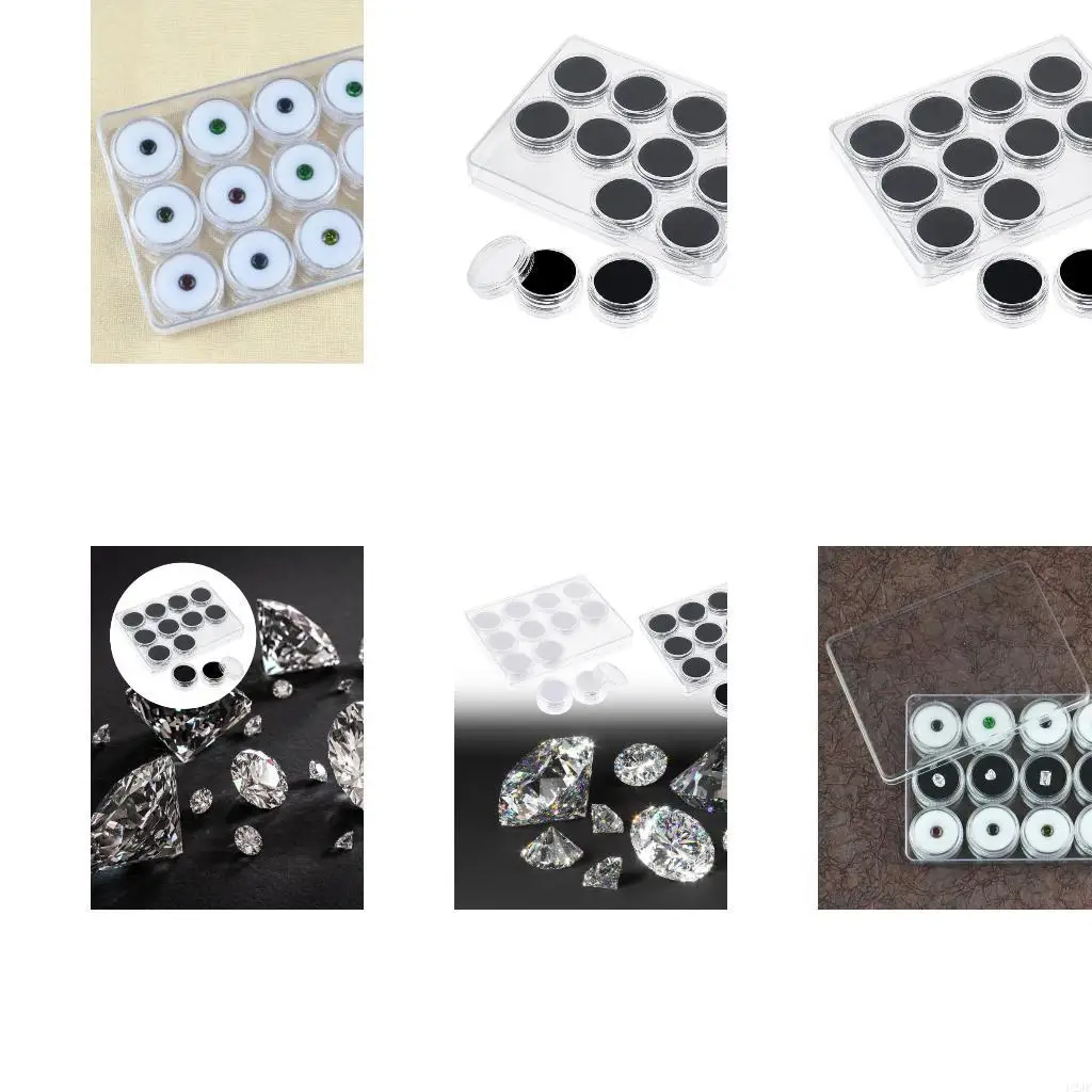 Transparent Plastic Foam Lined Ring Jewelry Storage Case For Loose Diamonds